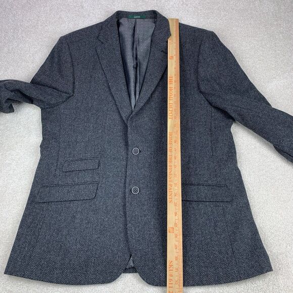 Emerald Isle Weaving Sport Coat Mens 46R Gray Herringbone Wool Blend Handmade - Picture 13 of 16